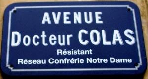 Plaque Avenue docteur Colas
